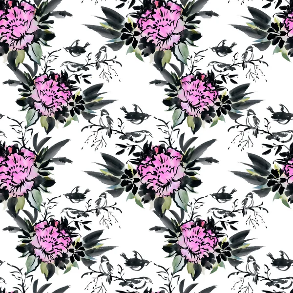 Bloemen naadloos patroon — Stockfoto