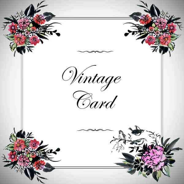 Vintage-Blumenkarte — Stockfoto