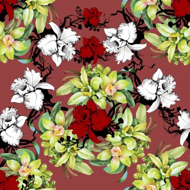 Orkide çiçekleri ile çiçek arka plan