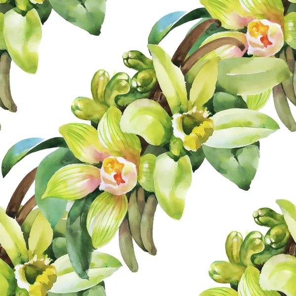 Fondo floreale con fiori di orchidea — Foto Stock