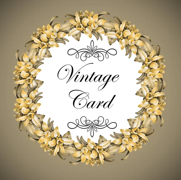 Vintage floral card with wreath — Stockfoto