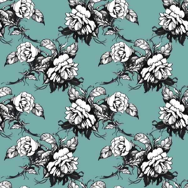 Floral seamless peonies pattern — Stok fotoğraf
