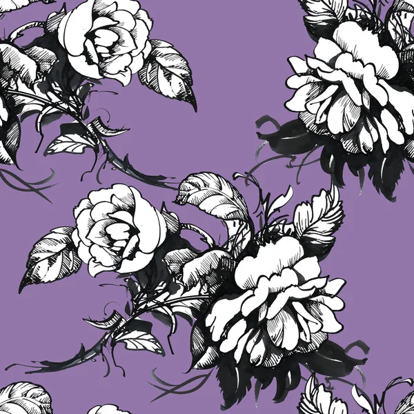 Floral seamless peonies pattern — Stok fotoğraf