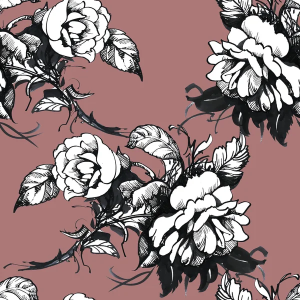 Floral seamless peonies pattern — 图库照片