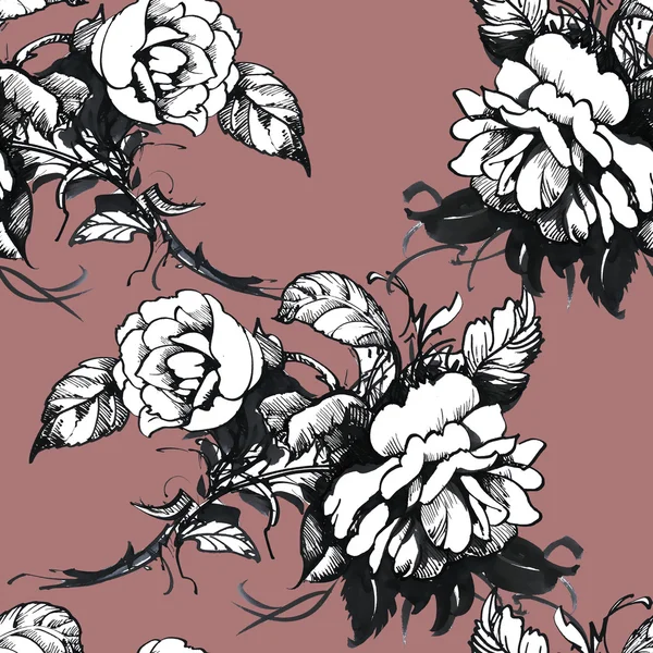 Floral seamless peonies pattern — Zdjęcie stockowe