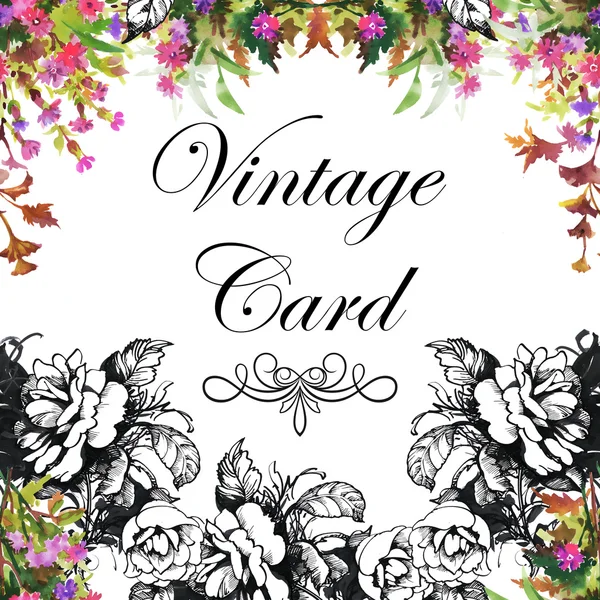 Cartão floral vintage — Fotografia de Stock