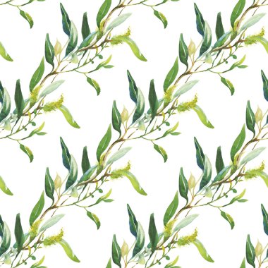 Watercolor green floral pattern