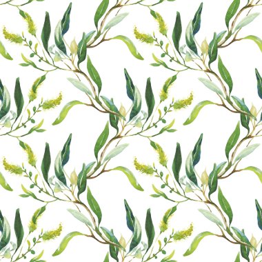 Watercolor green floral pattern