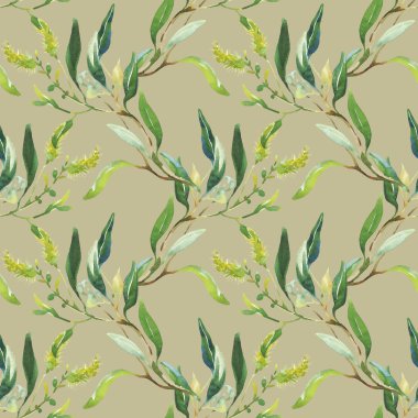 Watercolor green floral pattern