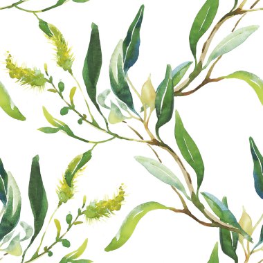 Watercolor green floral pattern