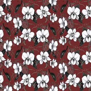 floral seamless orchids pattern