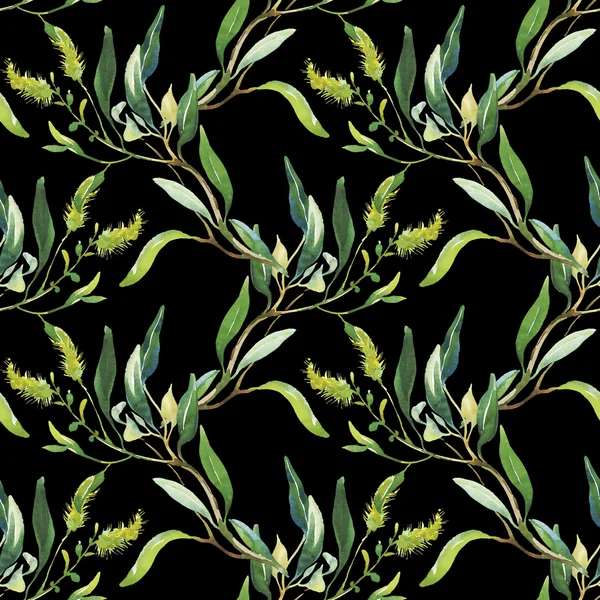 Watercolor green floral pattern — Φωτογραφία Αρχείου