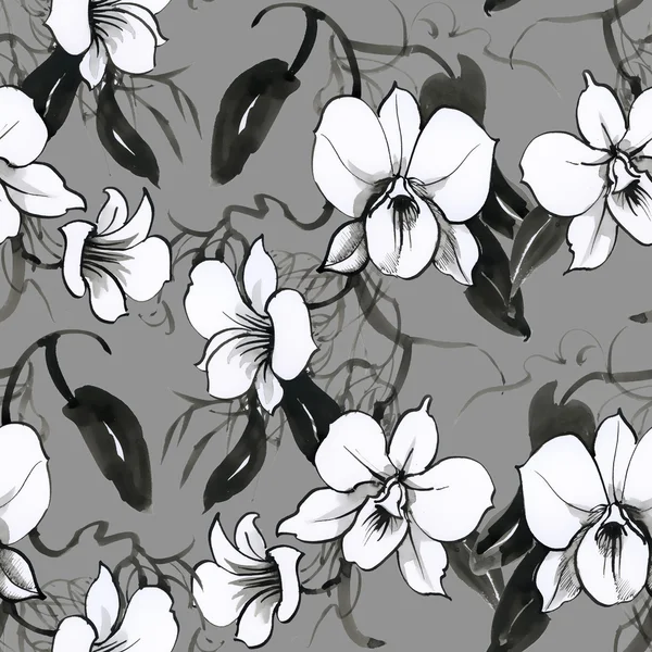 Floral seamless orchids pattern — Stockfoto