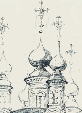 Kilise illüstrasyon kroki