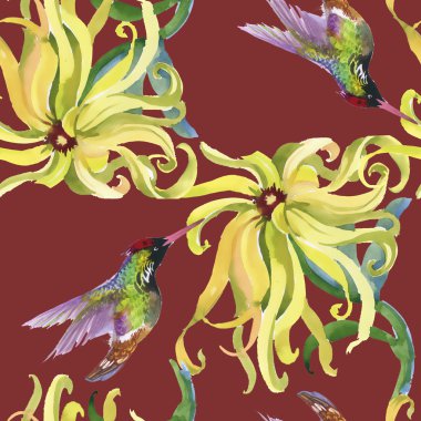 tropikal çiçek seamless modeli