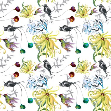 tropikal çiçek seamless modeli