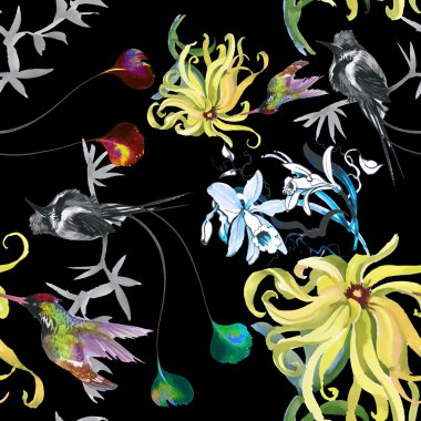 tropikal çiçek seamless modeli