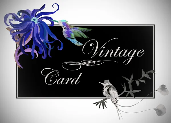 Vintage floral card with tropical birds — Stock Photo, Image