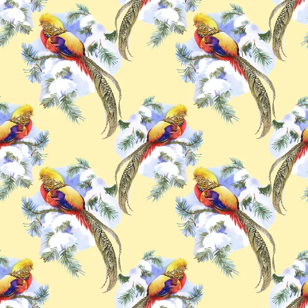 Pattern with birds and leaves — Stock Photo, Image