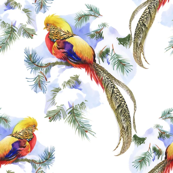 Pattern with birds and leaves — Stock Photo, Image