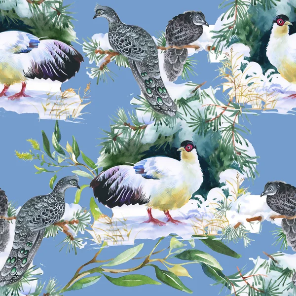 Pattern with birds and leaves — Stock Photo, Image