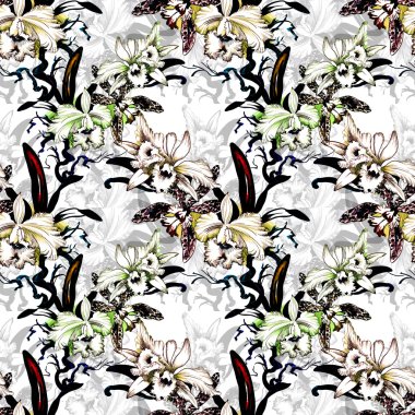 beyaz çiçekli seamless modeli