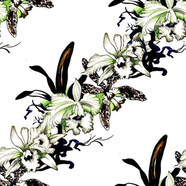 Floral seamless pattern on white — Stock Photo, Image