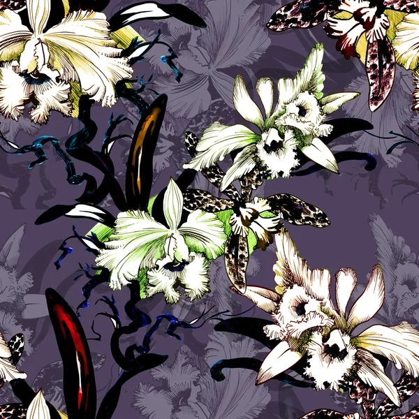 Λουλουδάτο μοτίβο άνευ ραφής για μωβ — Φωτογραφία Αρχείου