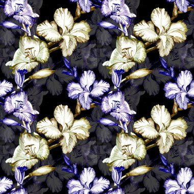Siyah çiçek seamless modeli