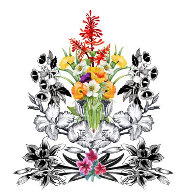 Dikişsiz çiçek desenli beyaz