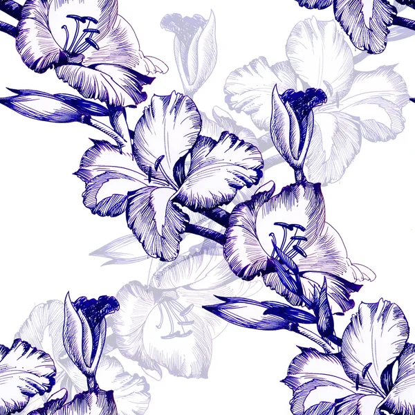 Floral seamless pattern on white