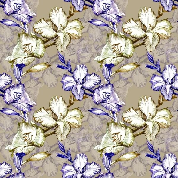 Floral seamless pattern on brown
