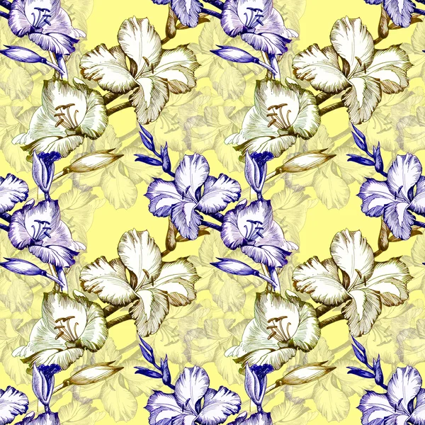 Floral seamless pattern on yellow