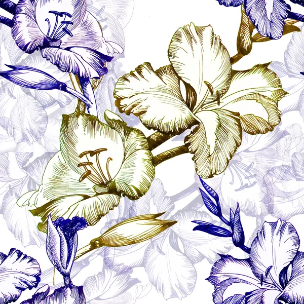 Naadloze bloemmotief op wit — Stockfoto