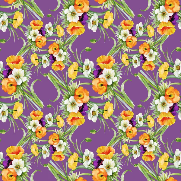 Florales nahtloses Muster auf lila — Stockfoto