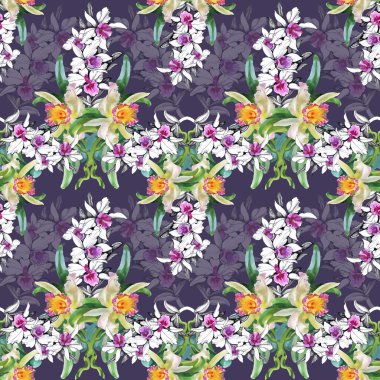 Mor üzerinde sorunsuz çiçek desenli