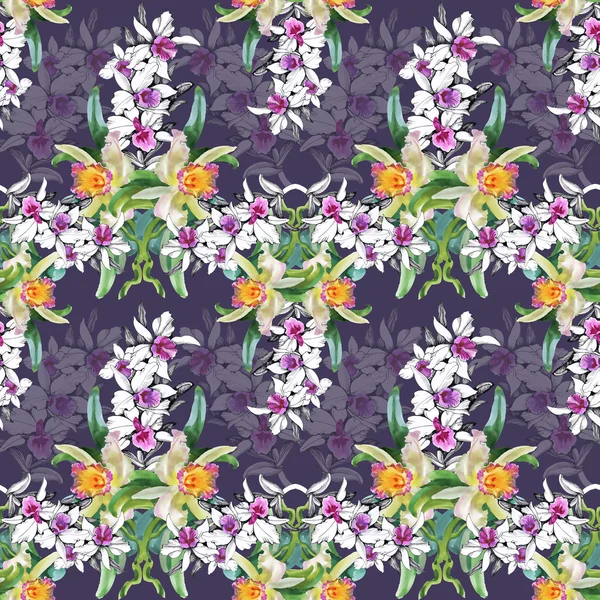 Nahtloses Blumenmuster auf lila — Stockfoto
