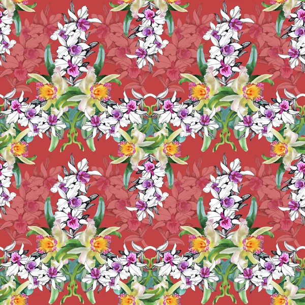 Patrón floral sin costuras en rojo —  Fotos de Stock