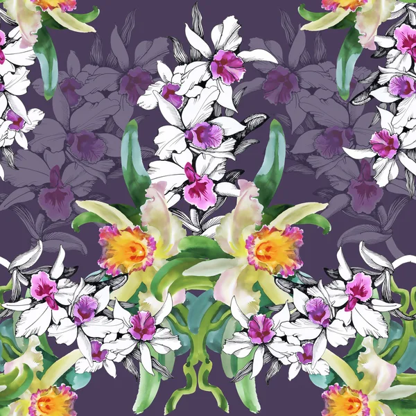 Patrón floral inconsútil en púrpura — Foto de Stock