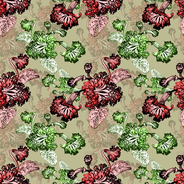 Bezešvé květinový vzor na zelené — Stock fotografie