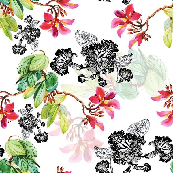 Floral seamless pattern on white