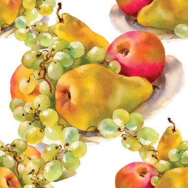 elma, üzüm ve armut desen