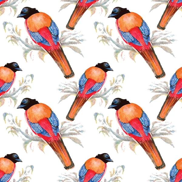 Vogels in de bloeiende tuin — Stockvector