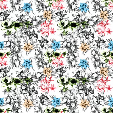 Yaz Bahçe çiçek açan çiçekler ve kelebekler