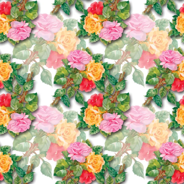 Aquarelle motif sans couture avec des roses — Image vectorielle