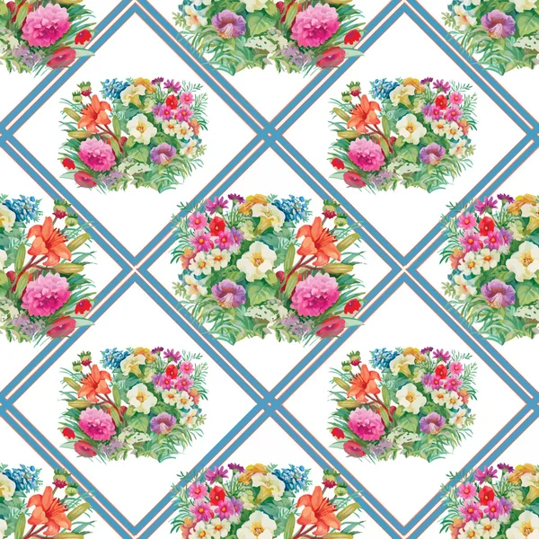 Garden pattern with flowers — Stock Vector