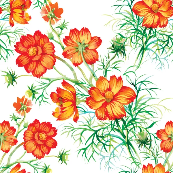 Flores silvestres patrón sin costura — Archivo Imágenes Vectoriales