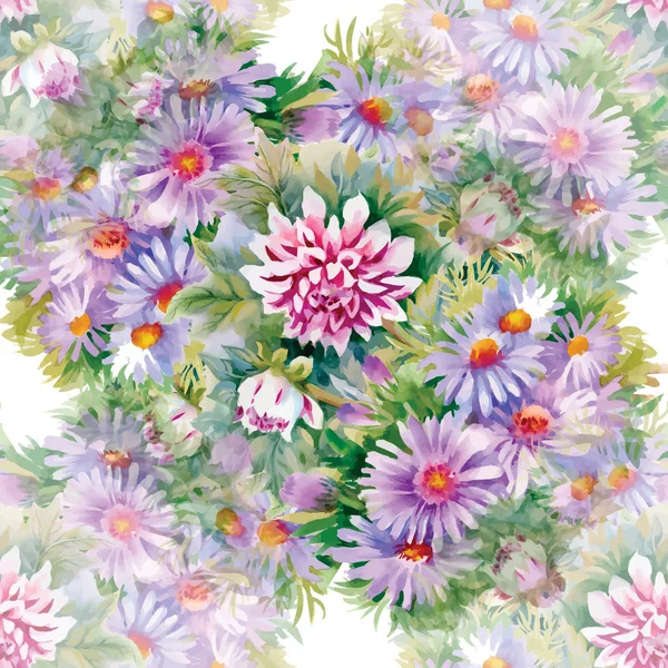 Beautiful garden flowers pattern — Stock Vector