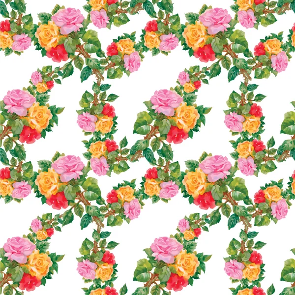 Acuarela patrón sin costuras con rosas — Archivo Imágenes Vectoriales