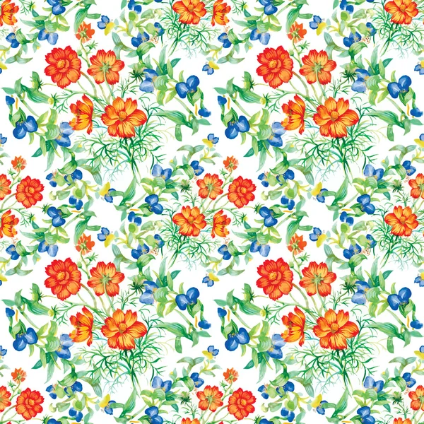 Fleurs sauvages motif sans couture — Image vectorielle